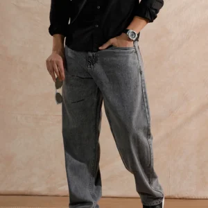 Casual Heavy Fade Loose Fit Jeans | Grey