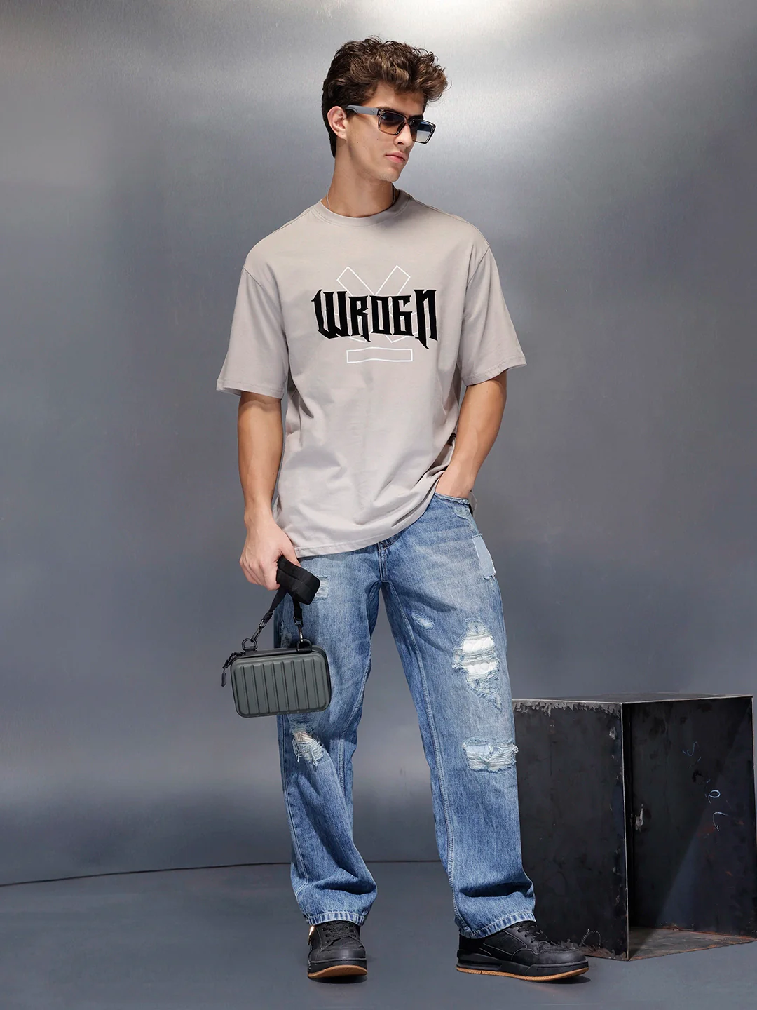 Black Street Typography Tshirt | Grey - Image 4