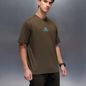 Casual Back Printed Oversized T-Shirt | Olive